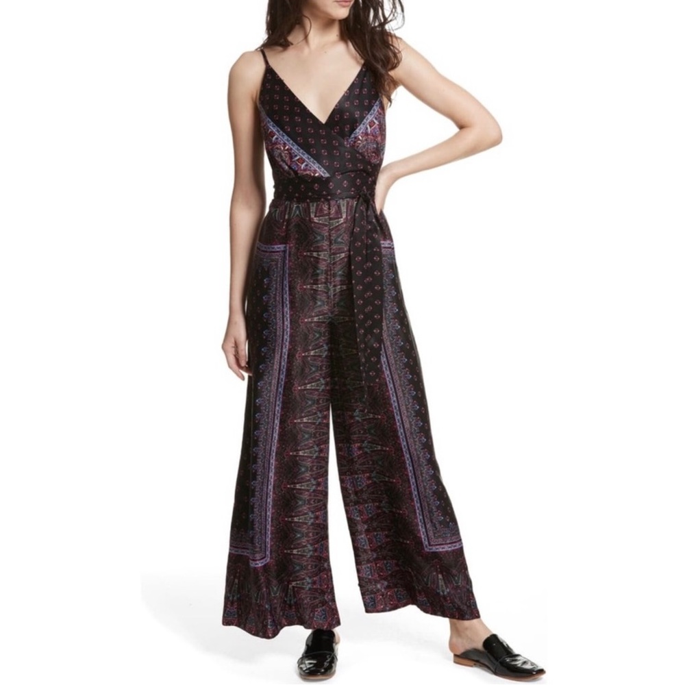 NEW FREE PEOPLE PRINTED WRAP-EFFECT JUMPSUIT